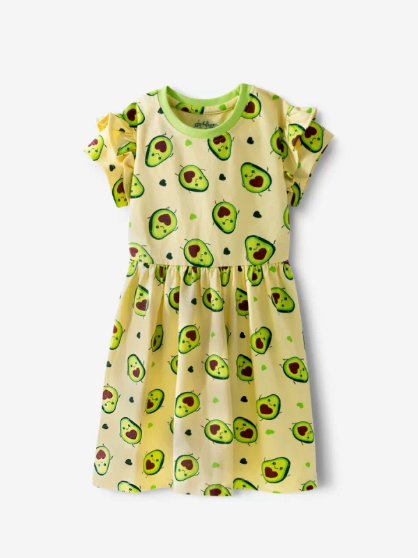 Playful Avo – Premium Ruffle Sleeve Dress