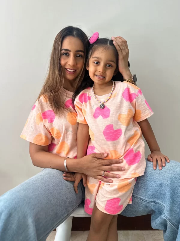 Peachy Glow Heart – Mom & Me Matching T-shirt
