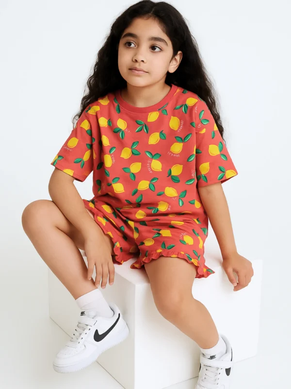 Citrus Lemon Oversized Cord set (Red)