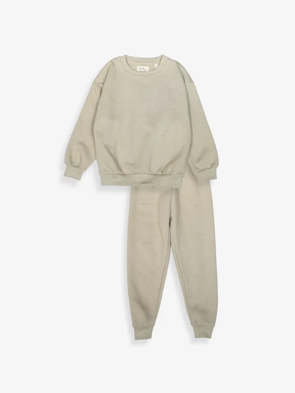 Premium Winter Fleece: Light Beige Sweatshirt Set