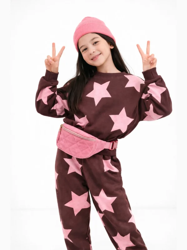 Winter Fleece: Pink Star Pop Sweatshirt Set