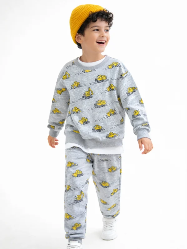Winter Fleece: Yellow Digger Cozy Sweatshirt Set