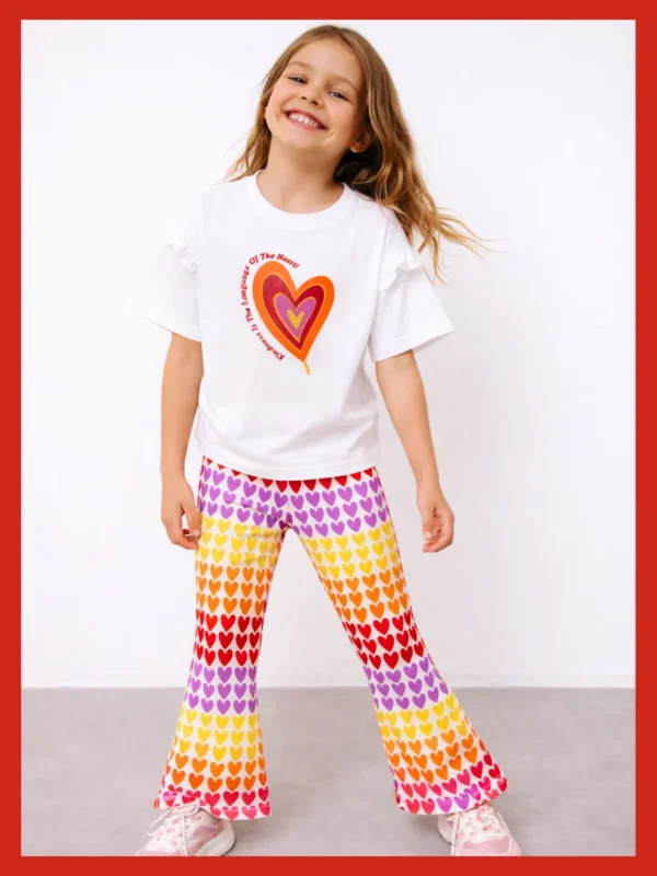 Kindness Heart T-shirt & Bootcut Pants Set